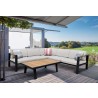 Nofi Outdoor Patio Sectional Set in Charcoal Finish with Taupe Cushions and Teak Wood - Lifestyle