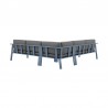 Armen Living Nofi 4 piece Outdoor Patio Set In Charcoal/Gray Finish With Taupe/Gray Cushions And Teak Wood 11