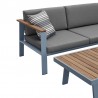 Armen Living Nofi 4 piece Outdoor Patio Set In Charcoal/Gray Finish With Taupe/Gray Cushions And Teak Wood 014