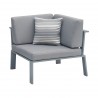 Nofi Outdoor Patio Sectional in Grey Finish with Grey Cushions and Teak Wood
