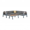 Armen Living Nofi 4 piece Outdoor Patio Set In Charcoal/Gray Finish With Taupe/Gray Cushions And Teak Wood 012