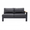 Armen Living Palau 4 Piece Outdoor Sectional Set with Cushions in Dark Grey and Natural Teak Wood Accent- Sofa Front