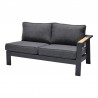 Armen Living Palau 4 Piece Outdoor Sectional Set with Cushions in Dark Grey and Natural Teak Wood Accent- Sofa Front Angle