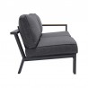 Armen Living Palau 4 Piece Outdoor Sectional Set with Cushions in Dark Grey and Natural Teak Wood Accent- Sofa Side