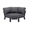 Armen Living Palau 4 Piece Outdoor Sectional Set with Cushions in Dark Grey and Natural Teak Wood Accent- Front