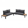 Armen Living Portals Outdoor 2 piece Sofa Set in Black Finish with Natural Teak Wood Accent Set Of 2