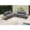 Armen Living Portals Outdoor 2 piece Sofa Set in Black Finish with Natural Teak Wood Accent