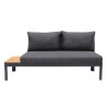 Armen Living Portals Outdoor 3 Piece Sofa Set in Black Finish with Natural Teak Wood Top Accent Sofa View