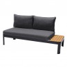 Armen Living Portals Outdoor 3 Piece Sofa Set in Black Finish with Natural Teak Wood Top Accent Sofa Side