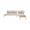 Armen Living Portals Outdoor 2 Piece Sofa Set in Light Matte Sand Finish with Beige Cushions and Natural Teak Wood Accent-  Set View