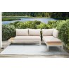 Armen Living Portals Outdoor 2 Piece Sofa Set in Light Matte Sand Finish with Beige Cushions and Natural Teak Wood Accent