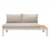 Armen Living Portals Outdoor 3 Piece Sofa Set in Light Matte Finish with Natural Teak Wood Top Accent Sofa Front