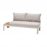 Armen Living Portals Outdoor 3 Piece Sofa Set in Light Matte Finish with Natural Teak Wood Top Accent Sofa Side