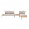 Armen Living Portals Outdoor 3 Piece Sofa Set in Light Matte Finish with Natural Teak Wood Top Accent Set View