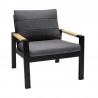 Armen Living Panama Outdoor 4 Piece Black Aluminum Sofa Seating Set With Dark Grey Olefin In Dark Gray | Fiber  010