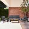 Armen Living Panama Outdoor 4 Piece Black Aluminum Sofa Seating Set With Dark Grey Olefin In Dark Gray | Fiber 