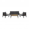 Armen Living Panama Outdoor 4 Piece Black Aluminum Sofa Seating Set With Dark Grey Olefin In Dark Gray | Fiber  2