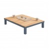 Armen Living Polo 4 piece Outdoor Sectional Set with Dark Gray Cushions and Modern Accent Pillows - Table Only
