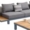Armen Living Polo 4 piece Outdoor Sectional Set with Dark Gray Cushions and Modern Accent Pillows - Seat Close-up