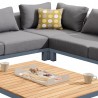 Armen Living Polo 4 piece Outdoor Sectional Set with Dark Gray Cushions and Modern Accent Pillows - Corner Close-up