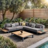 Armen Living Polo 4 piece Outdoor Sectional Set with Dark Gray Cushions and Modern Accent Pillows - Lifestyle 2