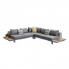 Armen Living Polo 4 piece Outdoor Sectional Set with Dark Gray Cushions and Modern Accent Pillows - Set in white BG