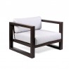Armen Living Paradise 4 Piece Outdoor Dark Eucalyptus Wood Sofa Seating Set with Grey Cushions- Front Angle Chair