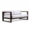 Armen Living Paradise 4 Piece Outdoor Dark Eucalyptus Wood Sofa Seating Set with Grey Cushions- Sofa Front Angle