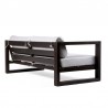 Armen Living Paradise 4 Piece Outdoor Dark Eucalyptus Wood Sofa Seating Set with Grey Cushions- Sofa Back Angle