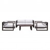 Armen Living Paradise 4 Piece Outdoor Dark Eucalyptus Wood Sofa Seating Set with Grey Cushions- Set
