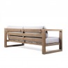 Armen Living Paradise 4 Piece Outdoor Light Eucalyptus Wood Sofa Seating Set with Grey Cushions- Sofa Back Angle