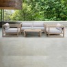 Armen Living Paradise 4 Piece Outdoor Light Eucalyptus Wood Sofa Seating Set with Grey Cushions