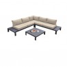 Armen Living Razor Outdoor 4 piece Sectional set in Dark Grey Finish and Taupe Cushions Set