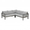 Armen Living Solana Outdoor Sectional Set in Cosmos Finish with Grey Cushions and Coffee Table- Sofa set