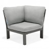 Armen Living Solana Outdoor Sectional Set in Cosmos Finish with Grey Cushions and Coffee Table- Corner Chair