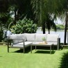 Armen Living Solana Outdoor Sectional Set in Cosmos Finish with Grey Cushions and Coffee Table