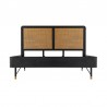 Armen Living Saratoga 4 Piece King Bedroom Set In Black Acacia Wood and Rattan 001