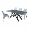 Urbino Contemporary Grey Glass 5 Piece Metal Dining Set - White BG - Urbino Contemporary Grey Glass 5 Piece Metal Dining Set - White BG