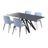 Kenna Contemporary Grey Glass 5 Piece Metal Dining Set - White BG