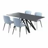 Kenna Contemporary Grey Glass 5 Piece Metal Dining Set - White BG - Kenna Contemporary Grey Glass 5 Piece Metal Dining Set - White BG