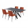 Armen Living Maine Contemporary Gray Glass 5 Piece Metal Dining Set