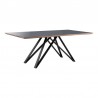 Armen Living Maine Contemporary Gray Glass 5 Piece Metal Dining Set Table