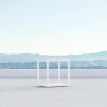 Azzurro Living Seaview Side Table With Matte White Aluminum Frame And Honed Carrara Marble - Lifestyle