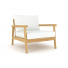 Royal Teak Seville Club Chair with White Cushions Side Angle