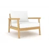 Royal Teak Seville Club Chair with White Cushions Side Angle - Royal Teak Seville Club Chair with White Cushions Side Angle