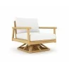 Royal Teak Seville Swivel Chair with White Cushions - Royal Teak Seville Swivel Chair with White Cushions