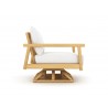 Royal Teak Seville Swivel Chair with White Cushions Side