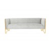 Manhattan Comfort Vector 81.5 in. Grey and Gold Velvet 3-Seat Sofa Front