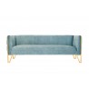 Manhattan Comfort Vector 81.5 in. Ocean Blue and Gold Velvet 3-Seat Sofa Front