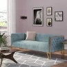 Manhattan Comfort Vector 81.5 in. Ocean Blue and Gold Velvet 3-Seat Sofa - Manhattan Comfort Vector 81.5 in. Ocean Blue and Gold Velvet 3-Seat Sofa